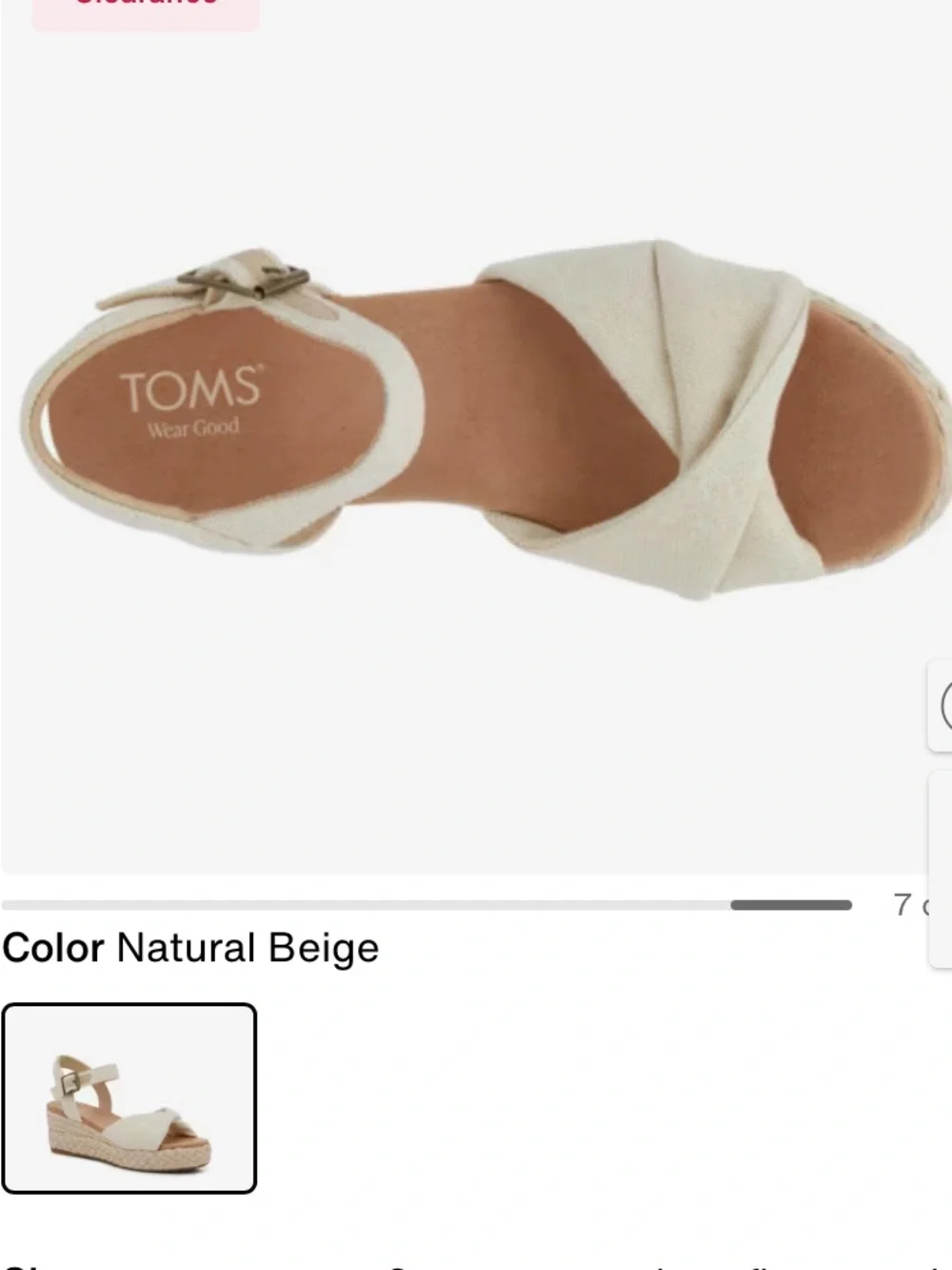 Toms Kinsley Natural Ivory Knotted Espadrille Wedge Sandal Boho Coastal Vacation